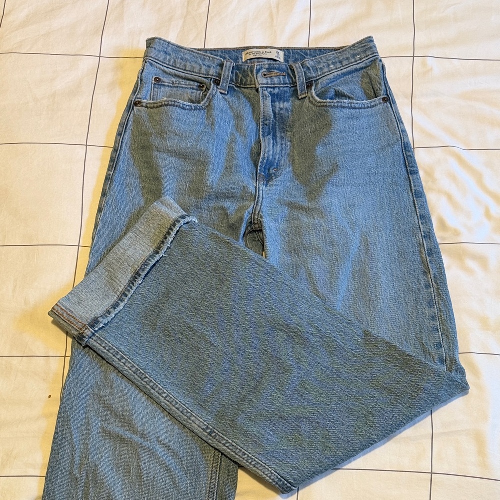 Light Wash Cuffed Relaxed Leg Abercrombie Jeans
